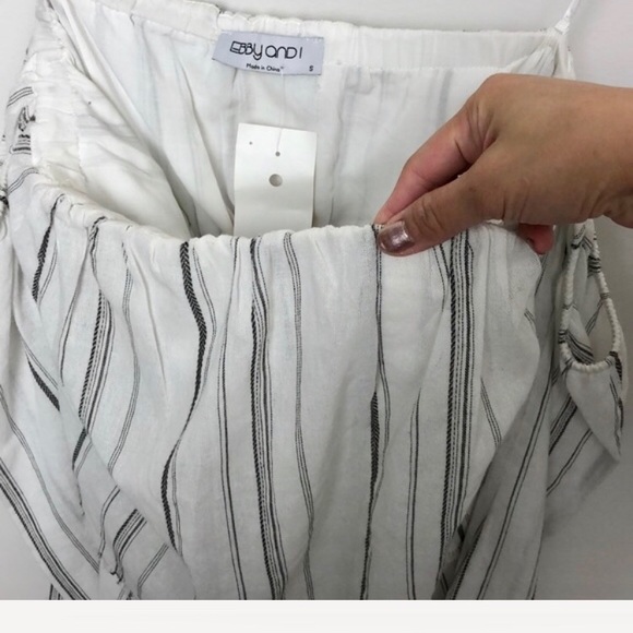 Ebby & I Striped Off Shoulder Mini Romper Size S - Picture 5 of 6